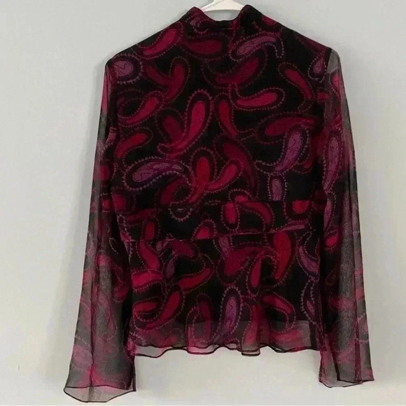 VTG Y2K 100% Silk Blouse Black Pink M Medium Whimsygoth Fairycore Goth Babydoll - Picture 8 of 11